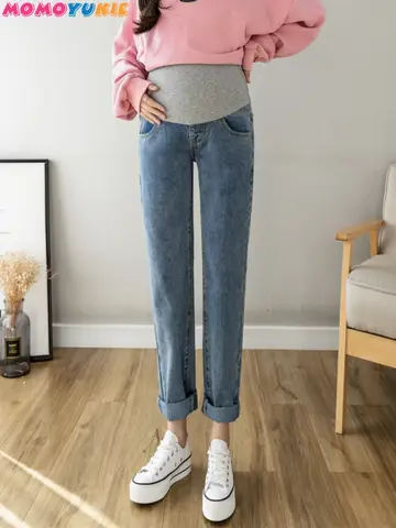 임산부 데님 하렘 청바지, 임산부 바지, 여성 그로스 바지