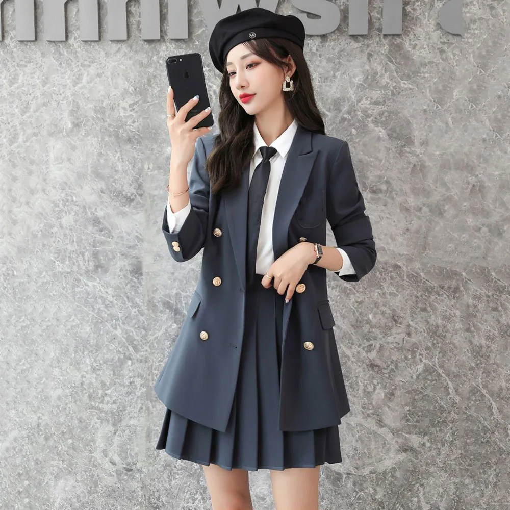 College Wind Suit  Autumn New Western-style High-end Online Celebrity Explosions Slim Temperament Fashion Two-piece SuitWomens.