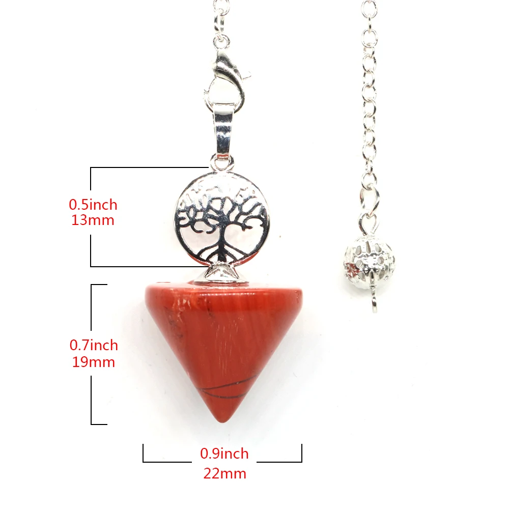 Natural Stone Crystal Pendulum Reiki Pendant Tree of Life Pendulum for Dowsing Scrying Divination Pendulo Quartz Jewelry Gift