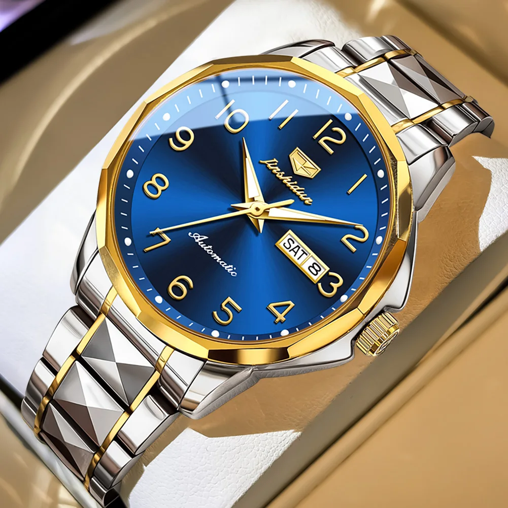 JSDUN 8990 Luxury Watches Man Arabic Numerals Automatic Mechanical Watch Waterproof Luminous Week Date Sports Watches For Man