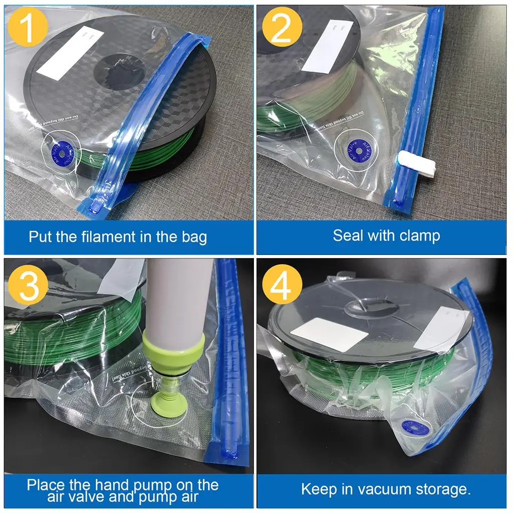 3D Printer Filament Storage Vacuum Bags with Exhaust Pump Waterproof Reusable Clear Bags for Dry 3D Printing Material