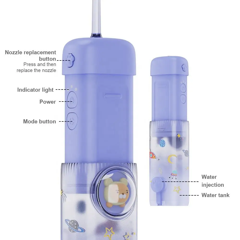 Mini Children Electric Oral Irrigator Portable Water Flosser Gums Braces Care Cordless for Teeth Cleaning Rechargeable 4 Tips