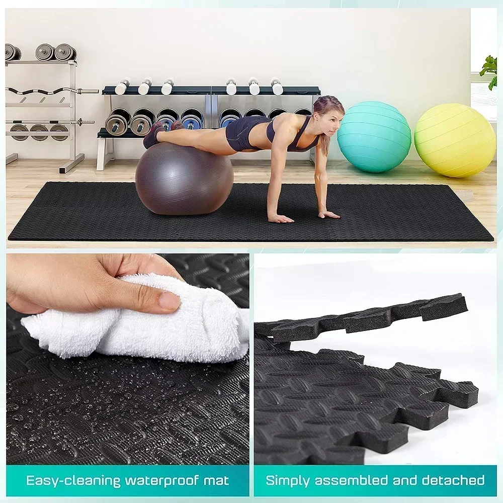 20Pcs Anti-Slip Foam Mat for Home Gym, Exercise Floor - Interlocking Puzzle Tiles with Texture, for Exercise Room, Kids Playroom