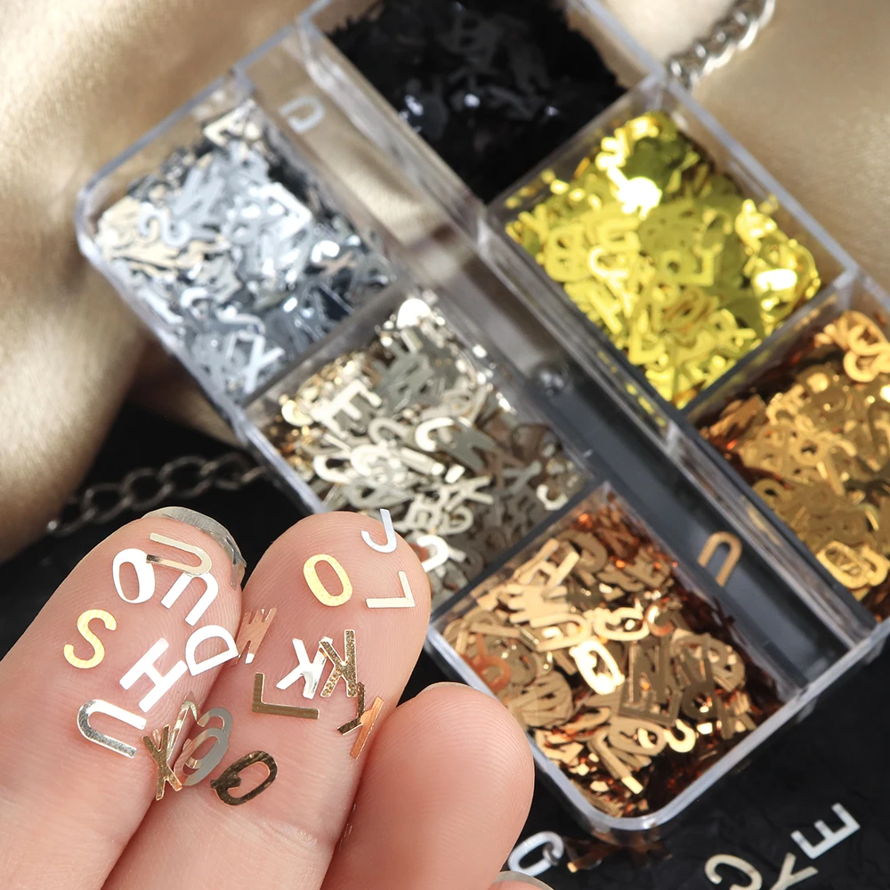 Alphabet Resin Sequins Epoxy Resin Mold Filling Metallic Color English Letters Flakes Autumn Decoration Crafts Making DIY Gifts - Image 4