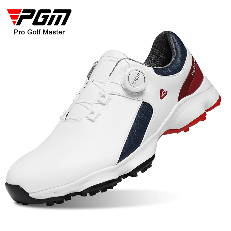 Men's White Waterproof Golf Shoes Lightweight Rotating buckle Fitness Spikeless Men Non-slip Golf Golfer Training Golf Sneakers