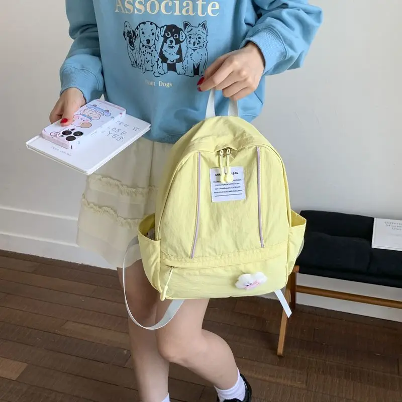 

Легкая школьная сумка для студентов, нейлоновый рюкзак для колледжа, милые школьные сумки для девочек, повседневная дорожная сумка Dopamine