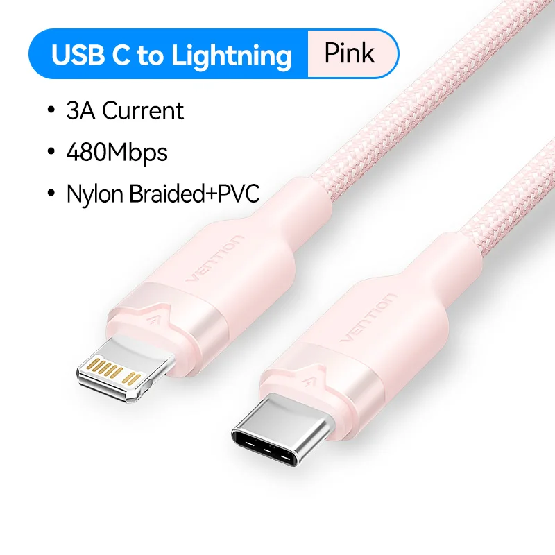 Vention PD 27W USB Type C naar Lightning snellaadkabel voor iPhone 8-14-serie USB Type C naar Lightning-oplaadkabels voor iPad