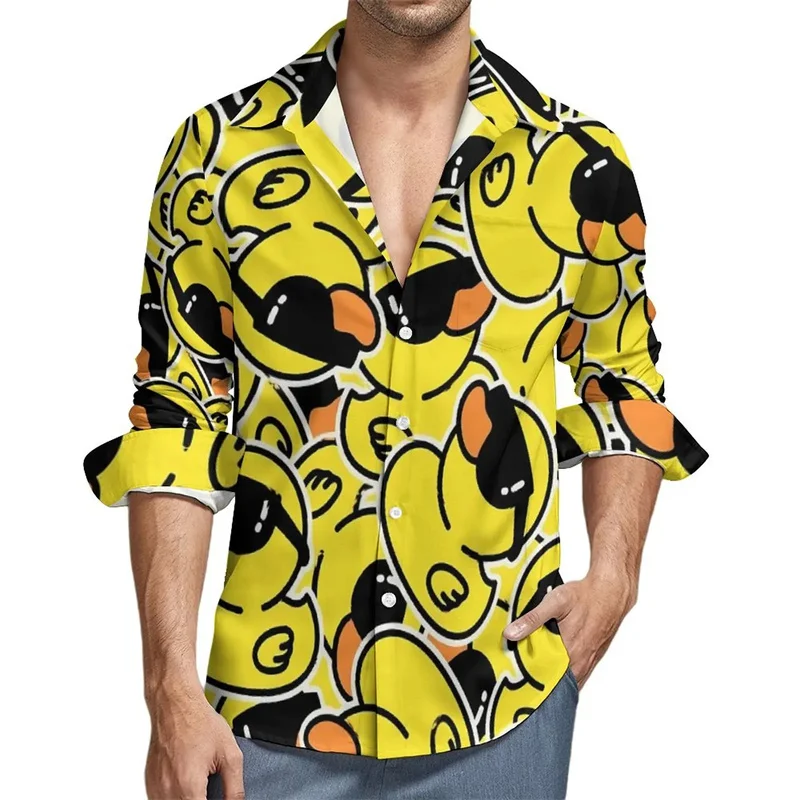 

Милые рубашки с длинными рукавами и 3D принтом утки для мужчин, уличная одежда, модная мужская одежда в стиле Харадзюку с длинными рукавами