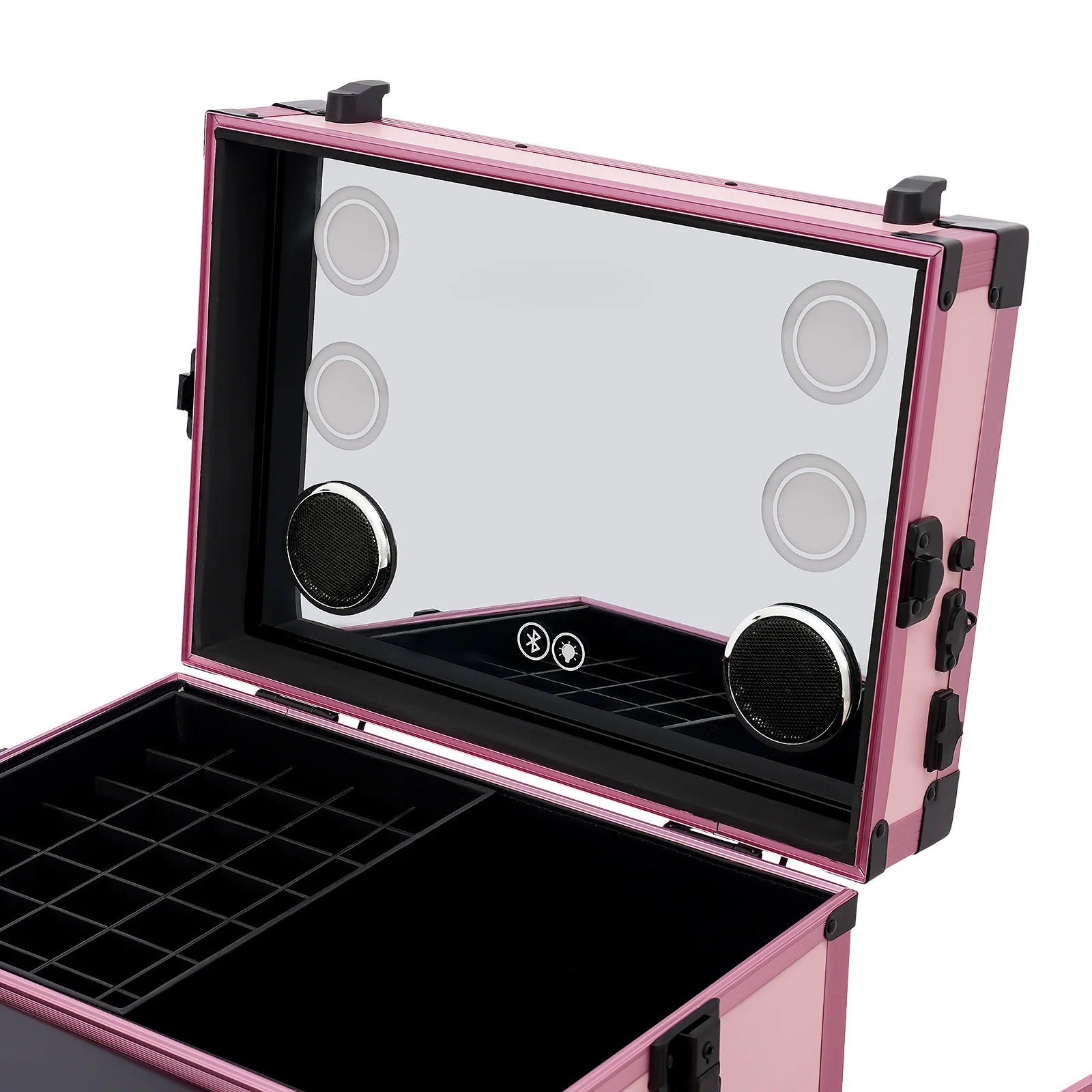 3-Tier Foldable Makeup Trolley with Lockable Drawers and Combination Lock, Mobile Beauty Case with Fold-out Table for On-Site Makeup - view 6