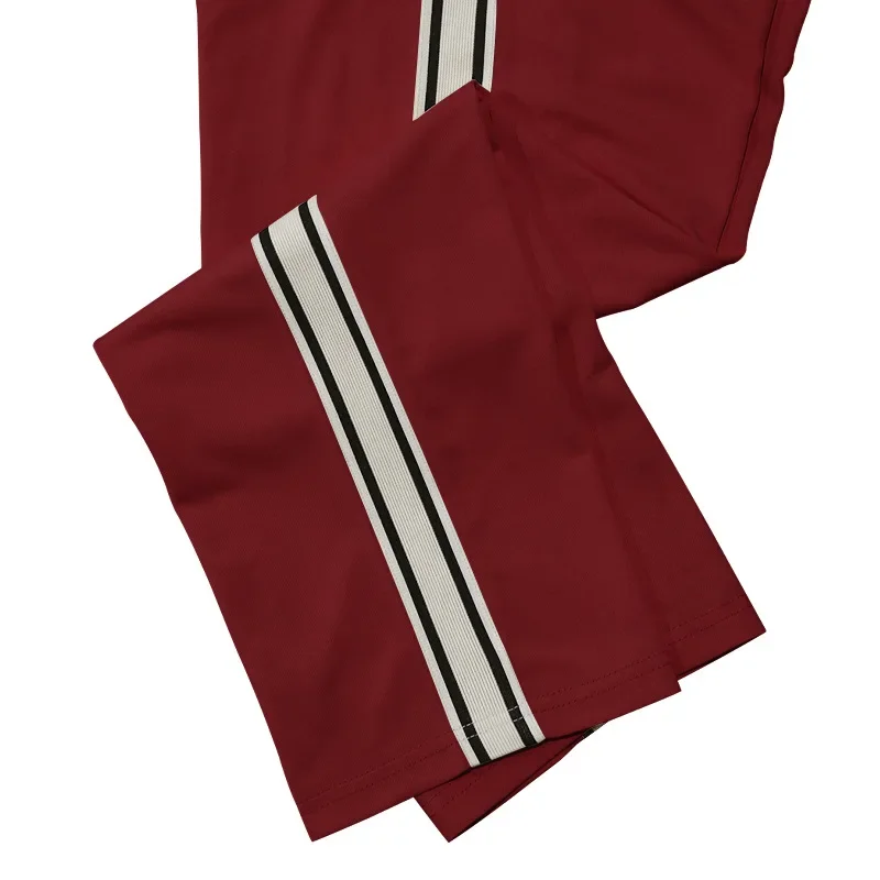 กางเกงขายาวทรงตรงแฟชั่นผู้ชาย ฤดูใบไม้ผลิ/ฤดูร้อน 2025 เอวยางยืดพร้อมเชือกผูก ดีไซน์แถบข้าง สไตล์ลำลองหลวมๆ