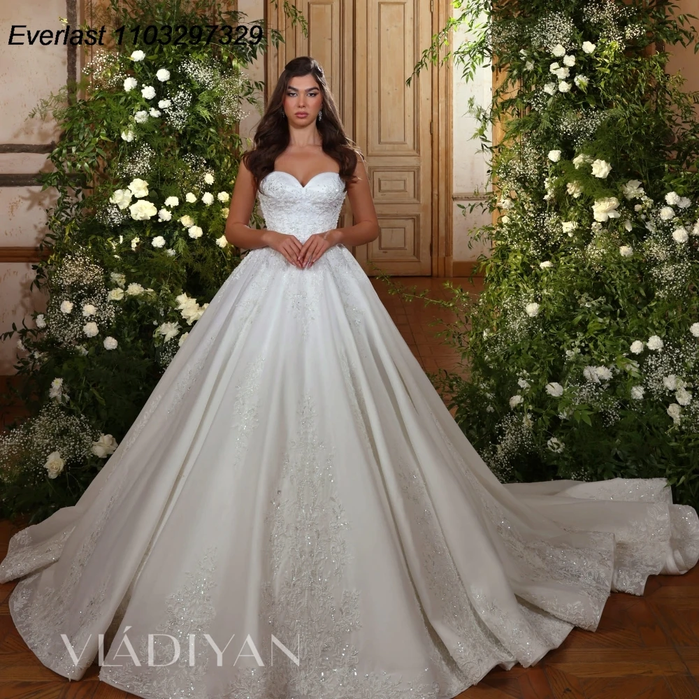 EVLAST-Robe de mariée florale A-Line personnalisée, paillettes, dentelle, appliques perlées, patients, T75021, 2025