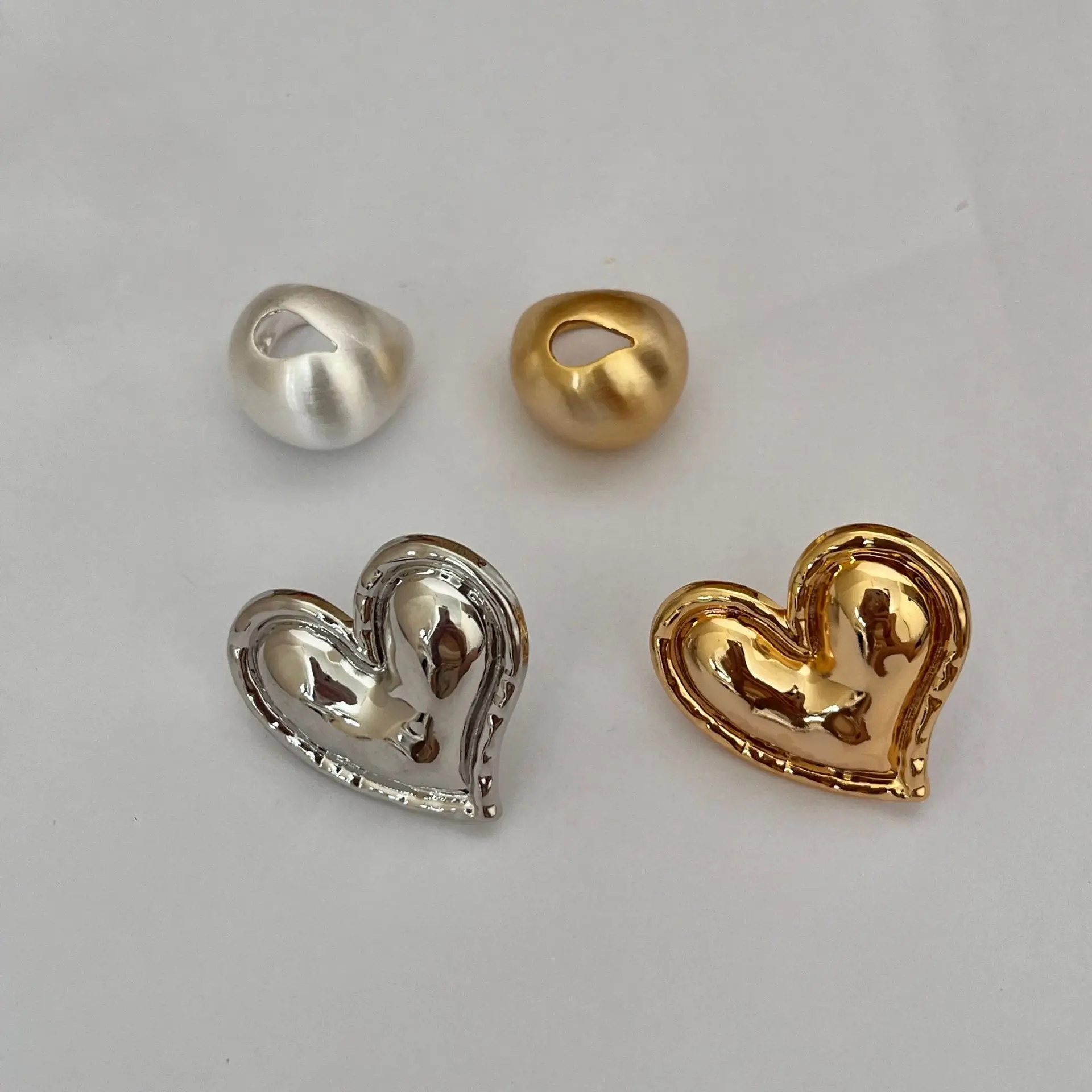 Metal Irregular Smooth Large Heart-shaped Open Rings for Women Girls European American Personality Party Vintage Jewelry Gifts