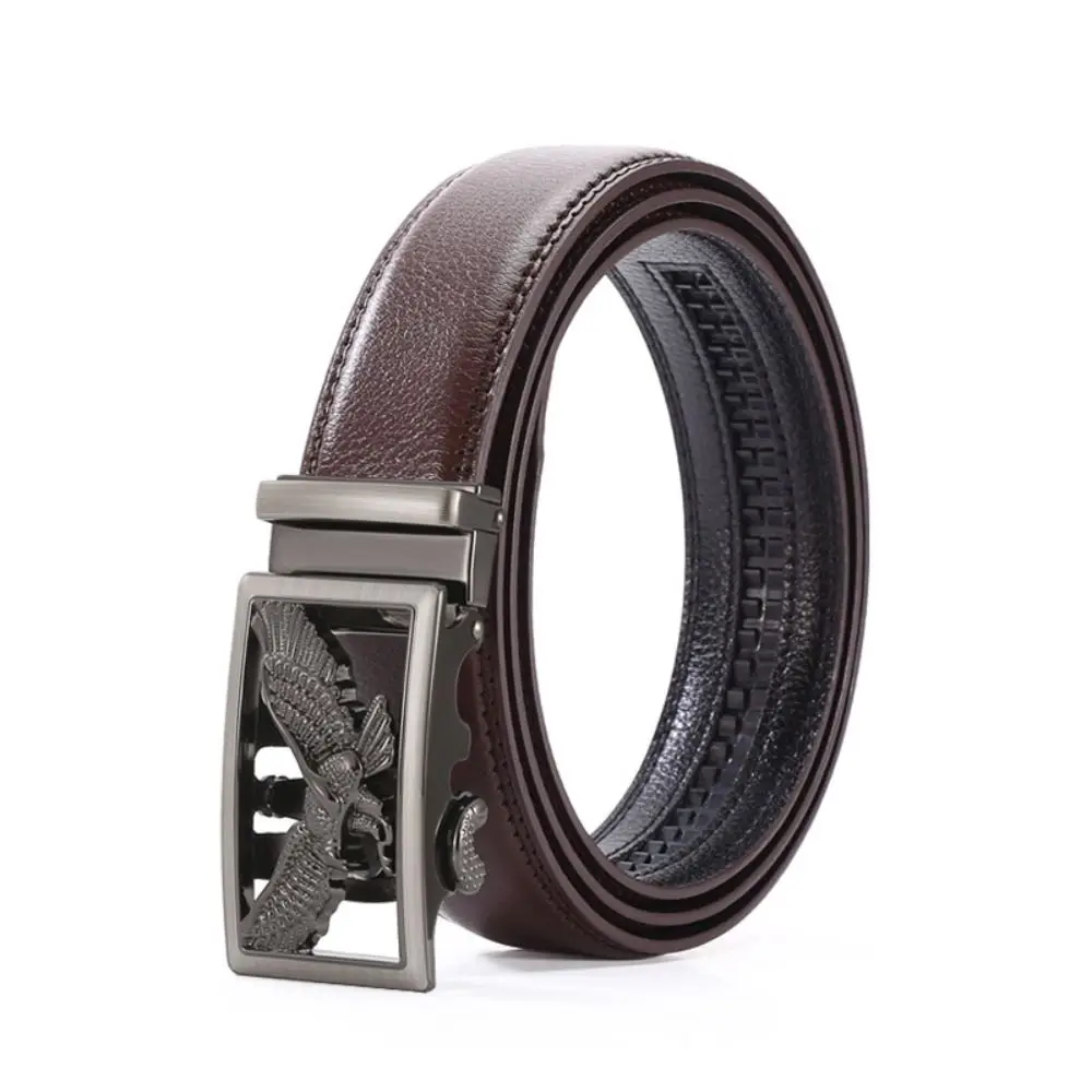 حزام عمل كاجوال على شكل نسر تصميم فاخر عتيق حزام بإبزيم تلقائي من جلد البولي يوريثان للرجال