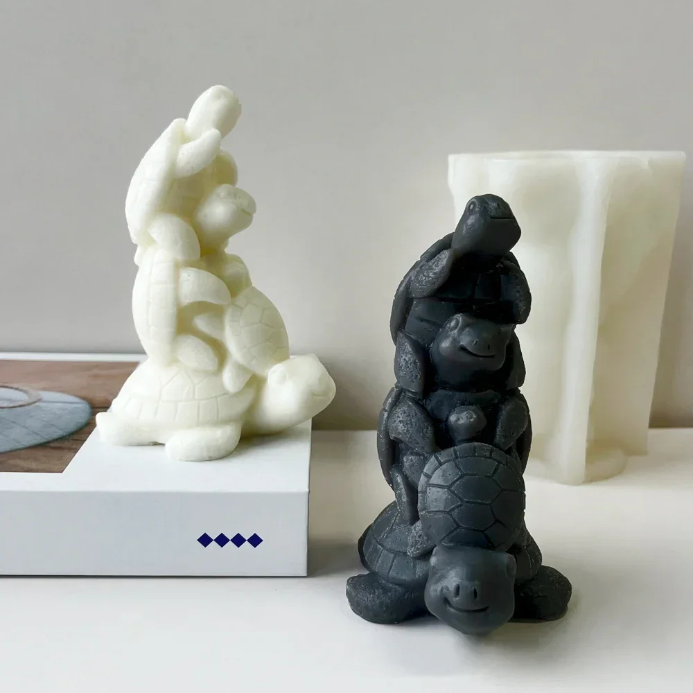 

Stacking Turtle Candle Mold Turtle Family Handmade Soap Mold DIY Scented Candle Plaster Cake Decoration Silicone Mold