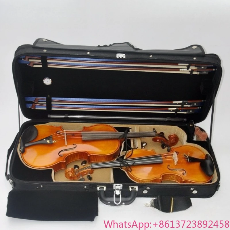Estuche para violín y viola, ajustable, doble, tipo caja cuadrada de madera, mochila de almacenamiento para violines 4/4, accesorios para instrumentos de cuerda.