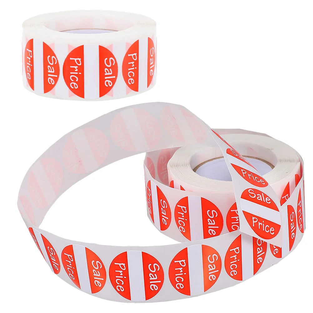 

2 Rolls Red Round Sales Label Stickers for Retail Store Price Tags Yard Sale Price Labels Envelope Seal Stickers