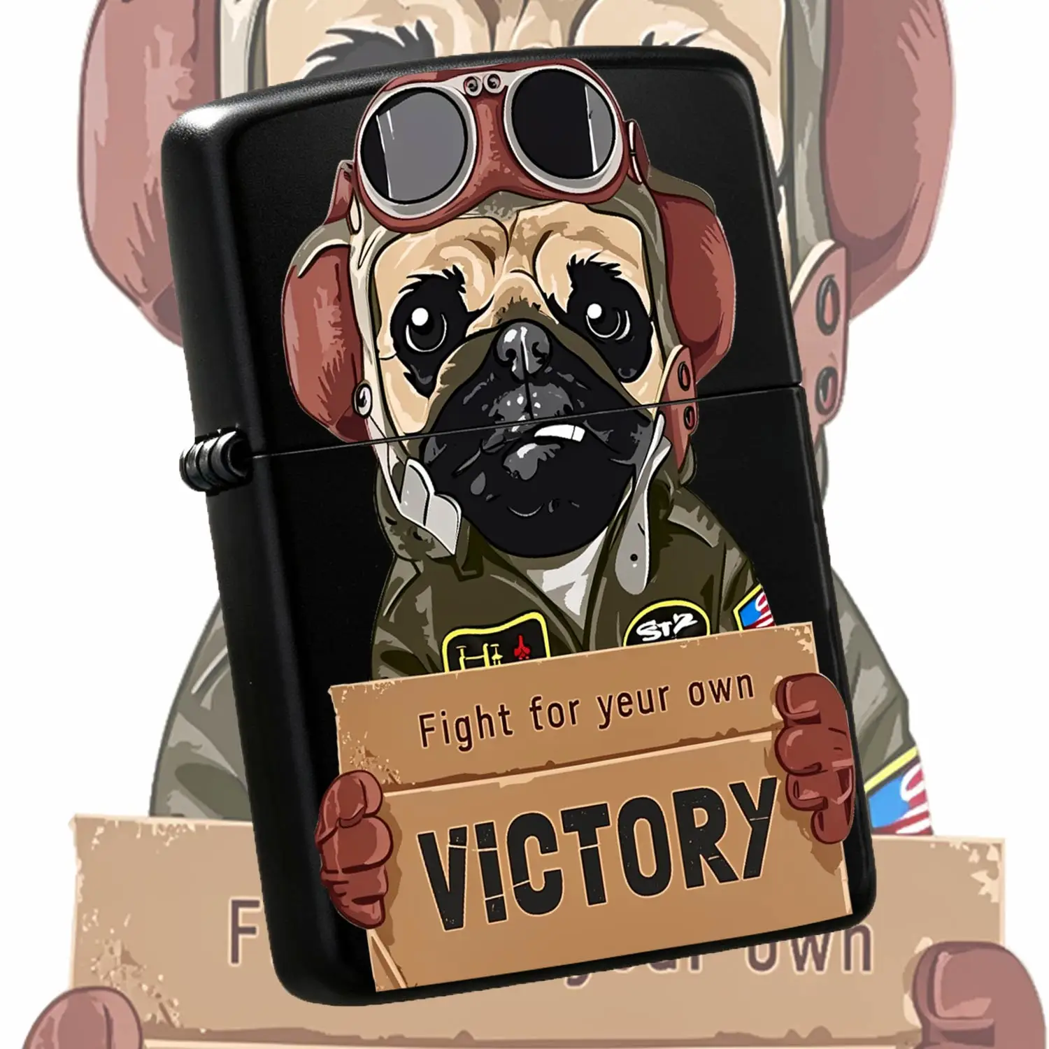 Creative Pug Pilot Themed Decor Ornament, Retro Victory Sign Design Fun Portable Accessory, Ideal For Daily Display Gifting Collection, Suitable For All Scenarios, Exquisite Unique Decorative Piece With Distinctive Tren A Humorous And Inter
