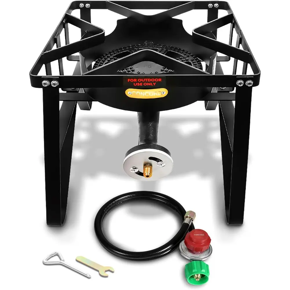 

Portable 200,000 BTU Single Propane Burner, 16 Square Outdoor Stove for Camping, Cooking, and Brewing