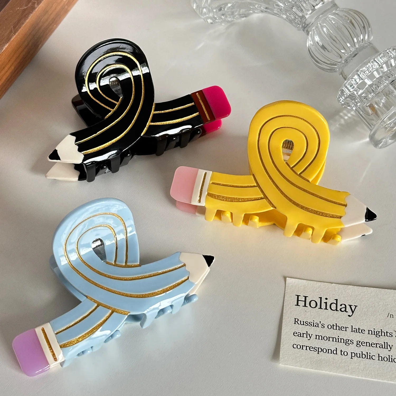 New Korean Colored Pencil Hair Clips Back To School Season Stationery Accessories Funny Hair Jewelry Gifts Teacher Student Girl