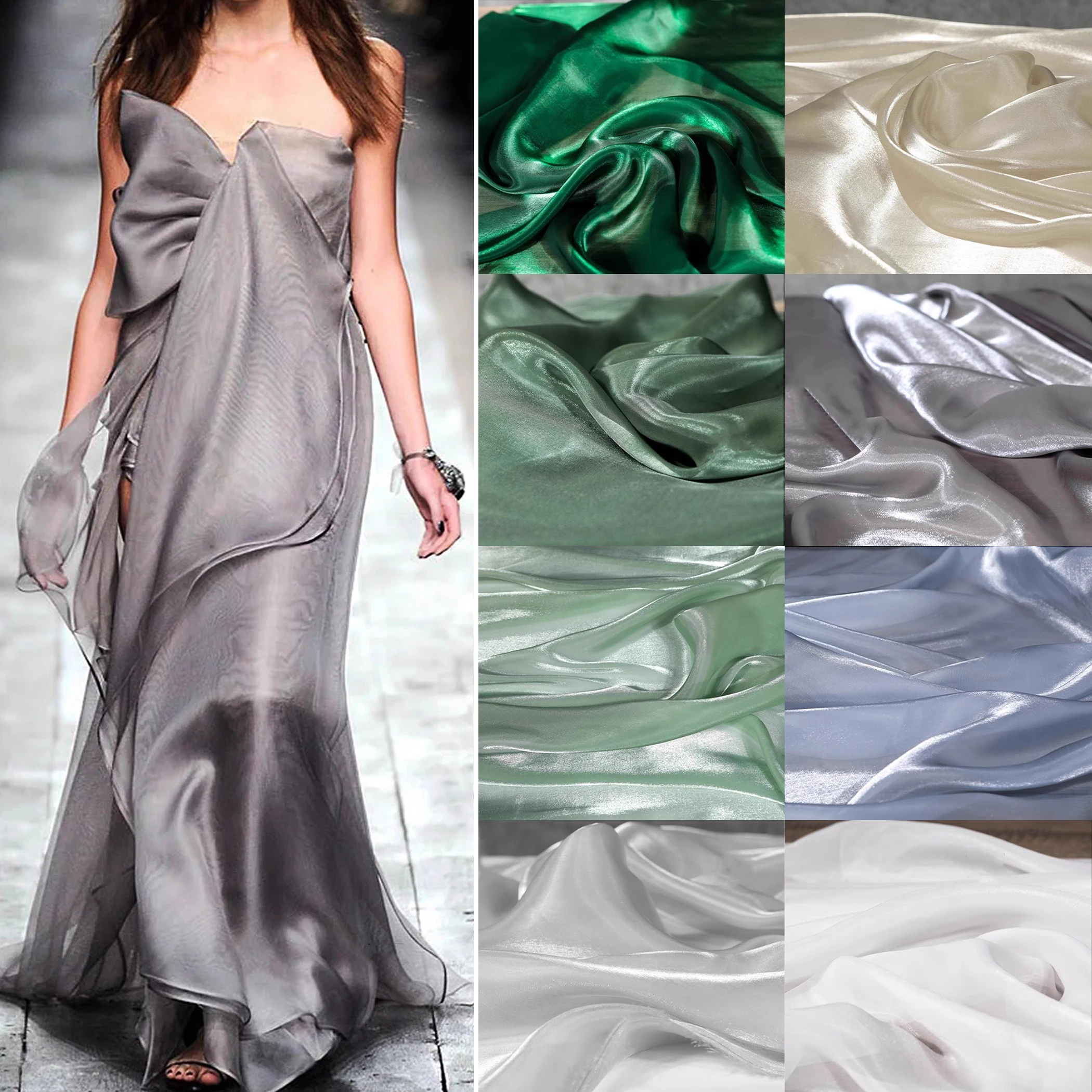 Star satin semi-transparent fabric gloss silky soft light fabric Hanfu shirt wedding dress designer fabric