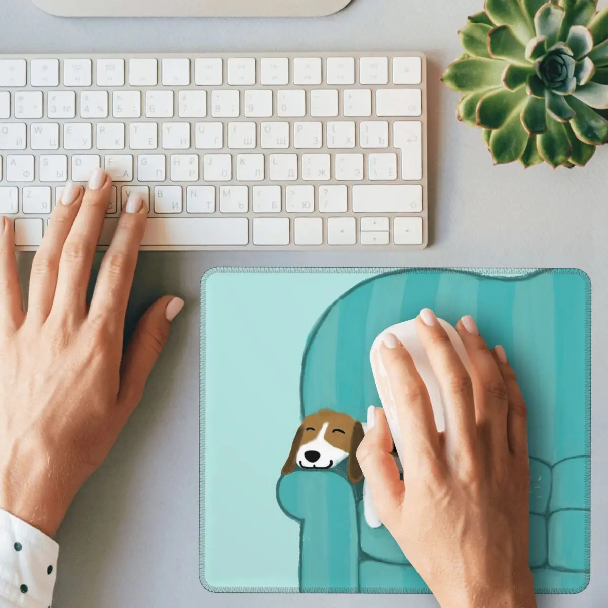 Happy Couch Dog Cute Beagle Mouse Pad Computer Keyboard Mouse Mat Gamer Laptop Desk Mat Office Table Mats