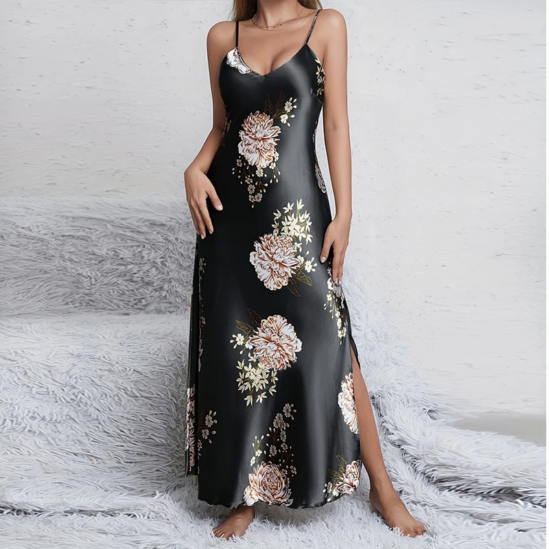 Elegant V-neck Floral Print Silky Comfort - Image 2