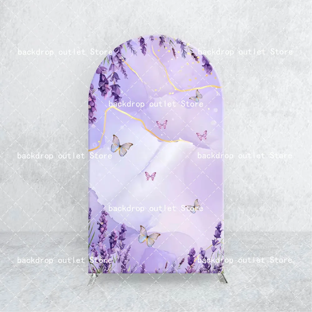Mehofond Quinceanera Girl Dress Arch Backdrop Princess Butterfly Birthday Party Photo Baby Shower Background Purple Flower Decor