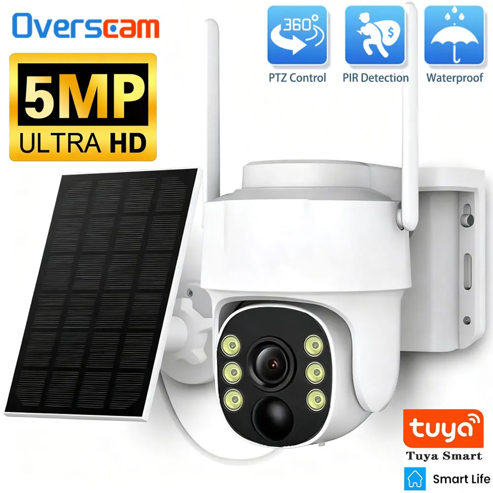

Tuya Solar WiFi Security Camera Outdoor Wireless 5MP Low Power Battery PTZ Camera PIR Motion Detection CCTV Video Surveieillance