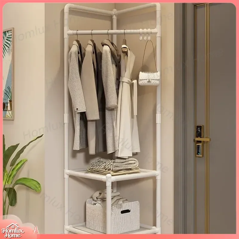 Simple Corner Coat Rack for Bedroom Floor Storage Multi-functional Indoor Drying Stand Household Hanger Organizer