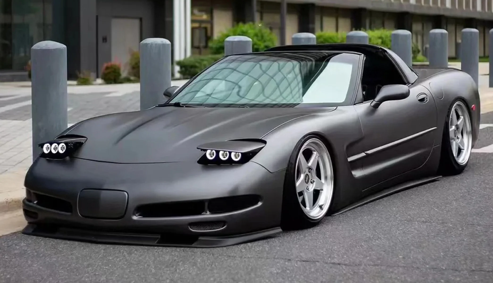 ZR1 نمط الجبهة حافة مصد السيارة لشروليه كورفيت C5 1997 1998-2004 المفسد الفاصل لامع أسود اكسسوارات السيارات طقم الجسم 3 قطعة