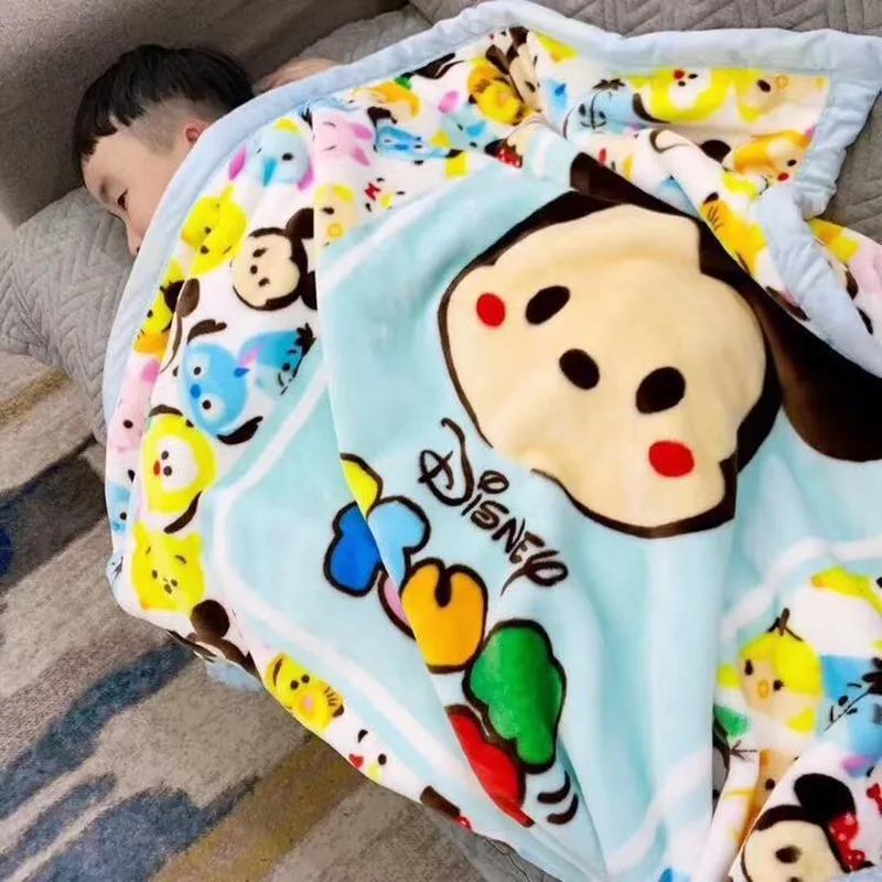 Disney Baby Blankets Newborn Cartoon Mickey Minnie Mouse Double Thick Warm Swaddle Blanket Baby Boys Bedding Set Girls Blanket