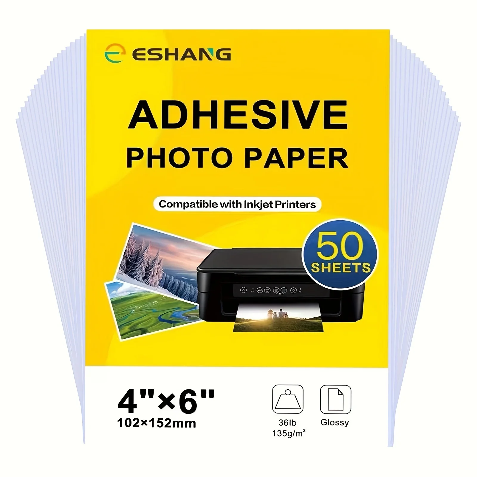 50 sheets of 4 x 6 inch 135G high gloss sticker self-adhesive photo paper suitable for inkjet printers