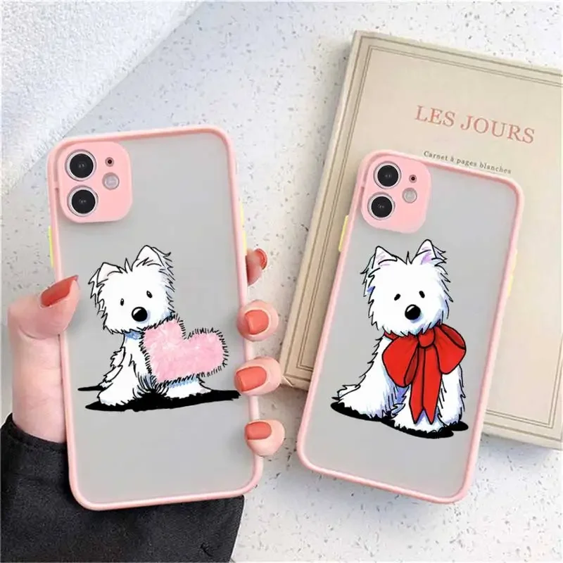 WESTIE TERRIER Dog cute cartoon Phone Case matte transparent For iphone 14 11 12 13 plus mini pro max cover