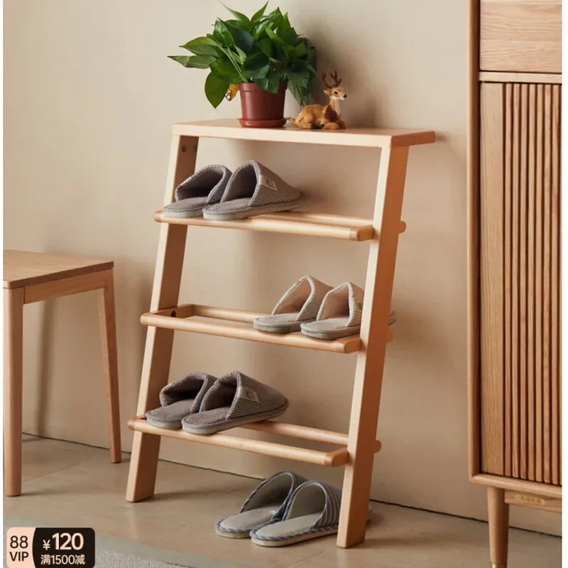 Wall Mounted Shoes Organizer Solid Wood MultiLayer Shoe Rack Modern Living Room Storage Stand Stable Load-bearing Home Furniture