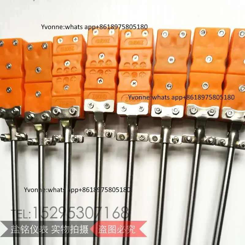 Manufacturer supplies small yellow plug type K thermocouple, probe model diameter can be selected