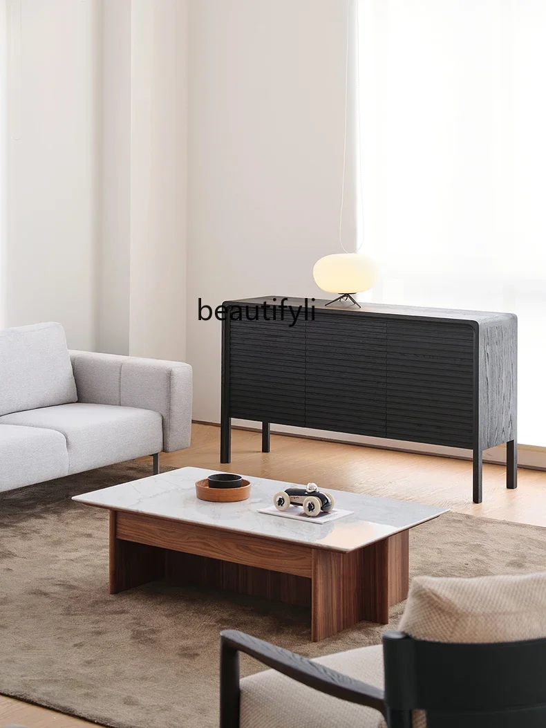 Modern Minimalist Black Entrance Cabinet Log Nordic and Japanese Style High-End Sideboard Cabinet Silent Style furniture