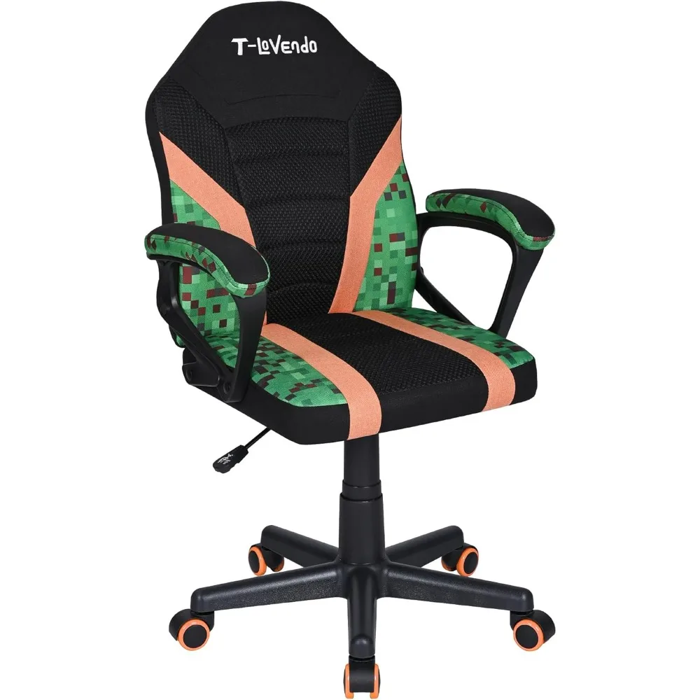 Silla Gaming Infantil de Tela Giratoria Ergonómica con Ruedas Brazos Moderno para Estudio Escritorio Videojuegos