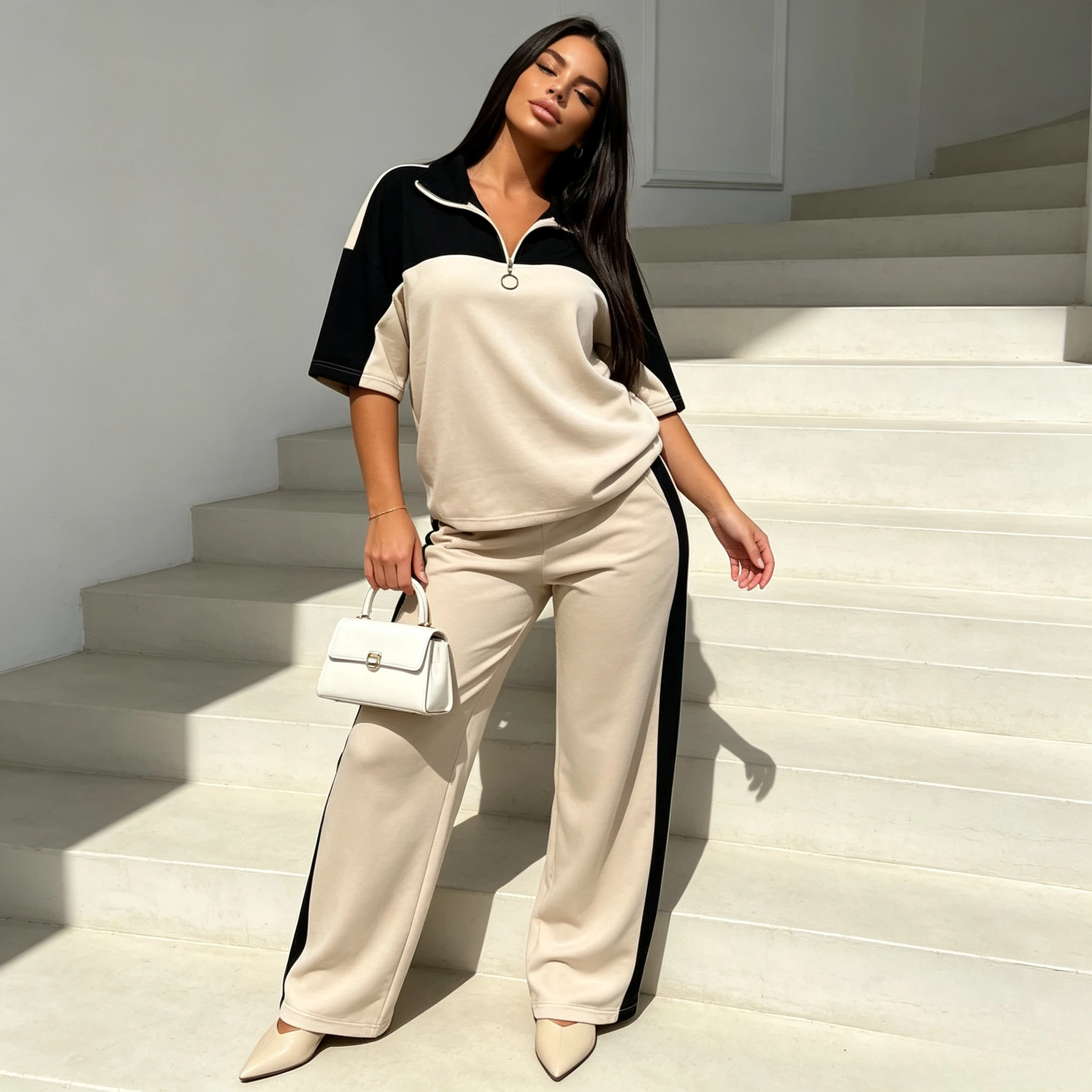 Damski luźny, jesienno-zimowy  – Short Linen Drawstring recenzja i cena