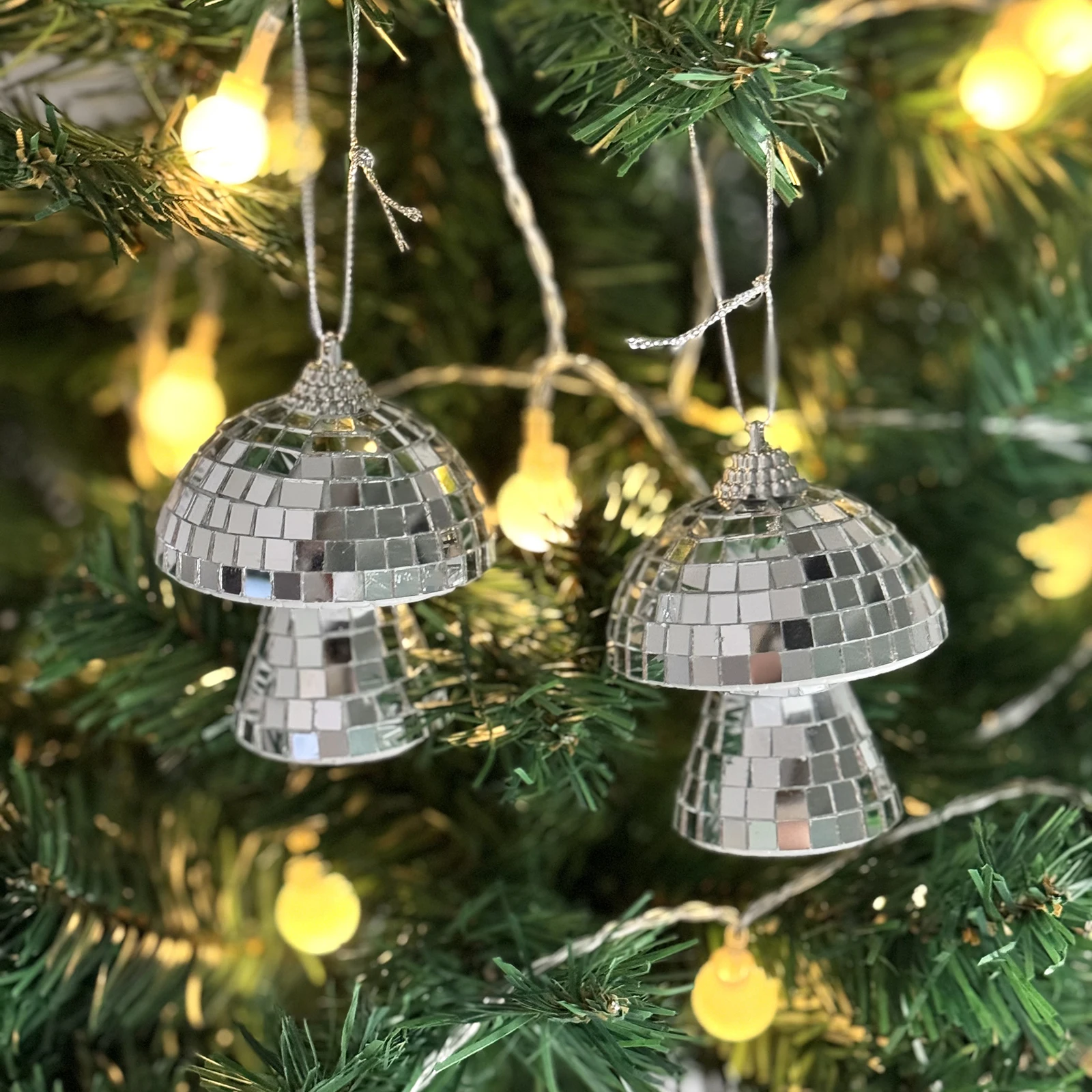 

Disco Mushroom Hanging Christmas Tree Pendant Christmas Decoration Handmade Disco Ball For Christmas Decor Mirror Ball