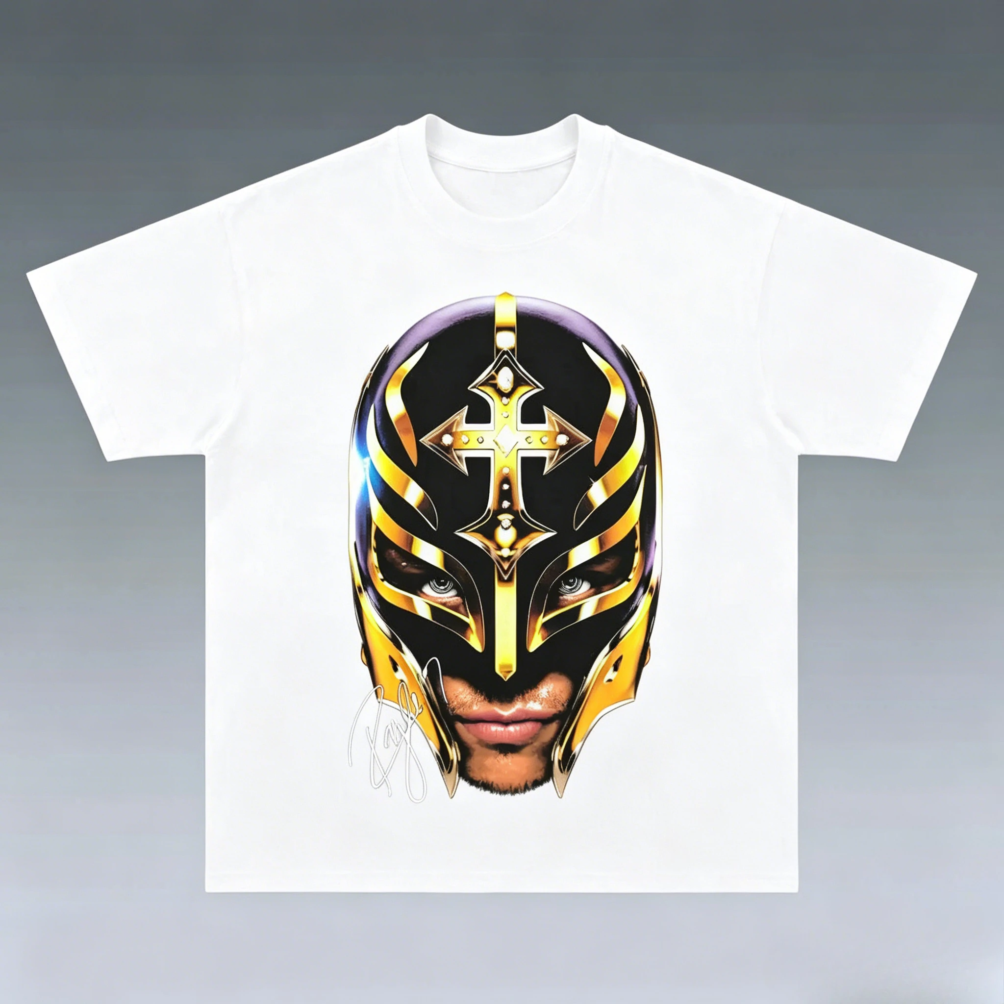 Mask pattern T-shirt for men and women. Wrestling legend. Fan casual comfortable street short-sleeved T-shirt.