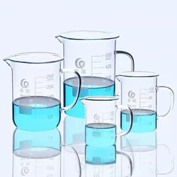 Vaso de vidrio completo para laboratorio químico, vaso de medición con mango de vidrio, 50ml-2000ml, 1 ud./lote