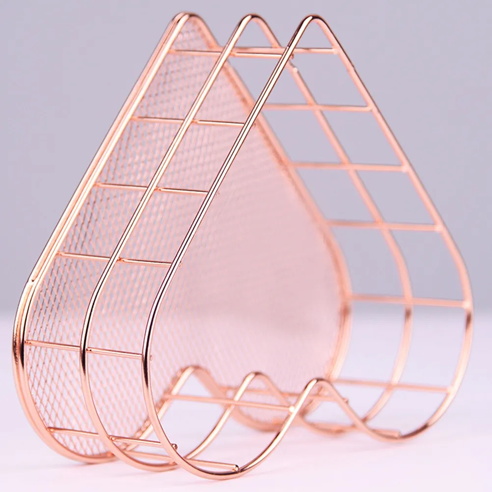 Rose Gold Heart Shaped Wrought Iron Storage Tray Quality Iron Wire Jewelry Tray Desktop Organizer Perfume Fruit Kitchen Tools