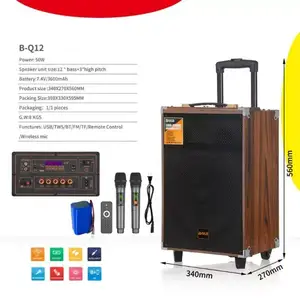 Speaker Bluetooth Kayu 6000W Subwoofer Surround Stereo Karaoke Portabel 12 Inci Speaker Dansa Persegi Luar Ruangan dengan Mikrofon Nirkabel 10 speaker penjualan terbaik 12 inci - №