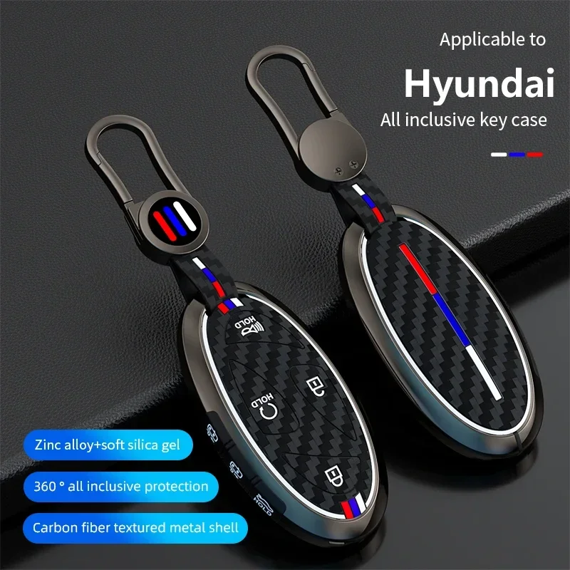 5 7 Buttons Zinc Alloy + Silicone Car Key Case Cover For Hyundai Kona Ev Grandeur GN7 IONIQ 6 2023 2024 Remote Key Protect Shell