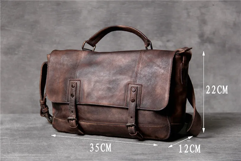 PNDME vintage high quality genuine leather men\'s messenger bag outdoor travel first layer cowhide large capacity shoulder bag