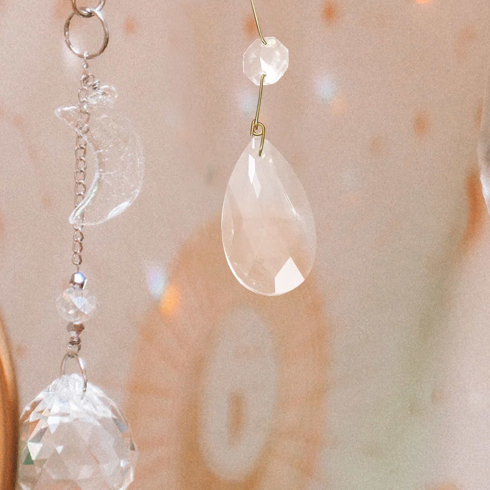 15Pcs Crystal Chandelier Clear Teardrop Pendants Elegant Ceiling Light Decoration DIY Hanging Home Lamp Ornaments