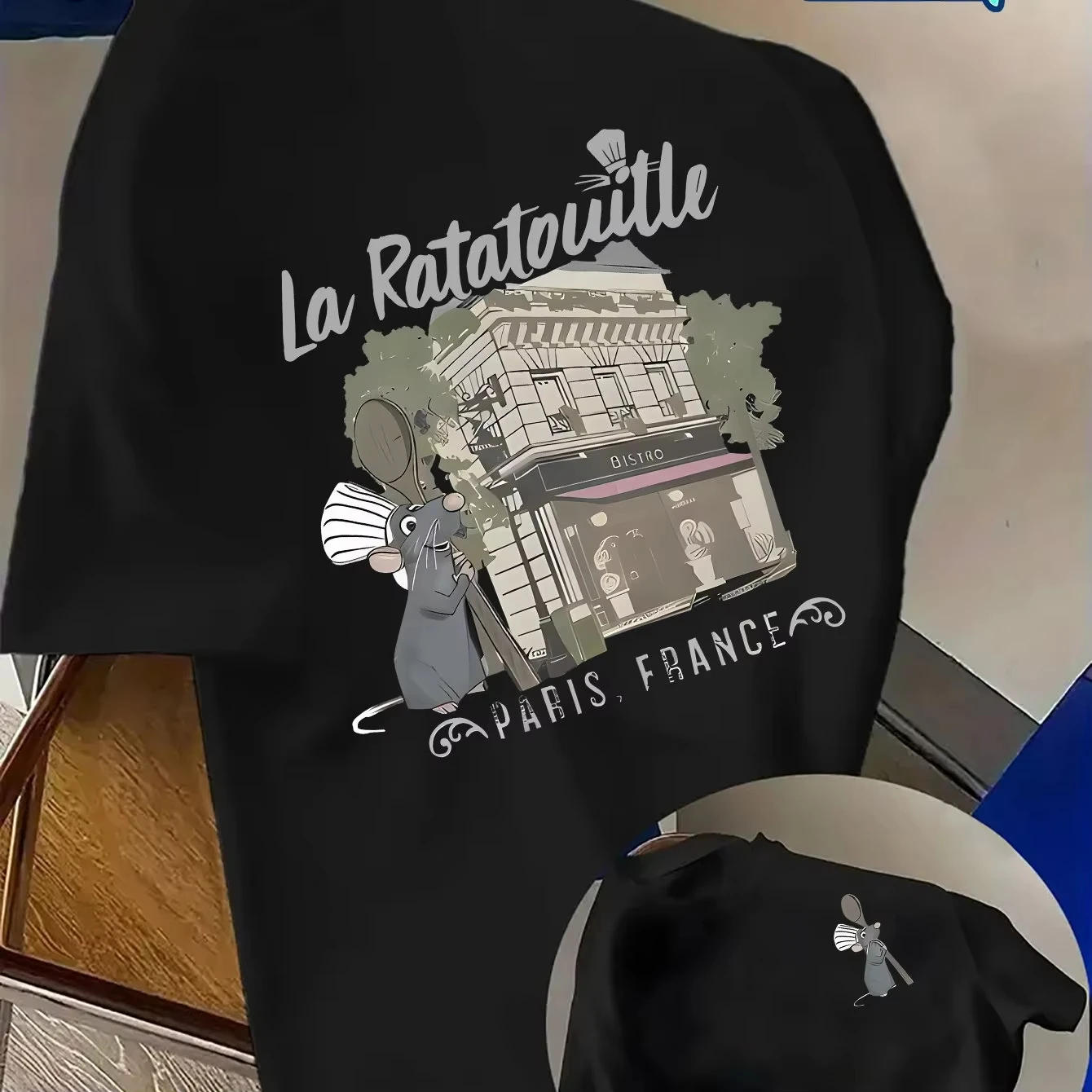 

Men's Disney Food Story Remy Pattern T-Shirt Daily Leisure and Theme Activities Wear Unisex Cotton Short Sleeve Oversized