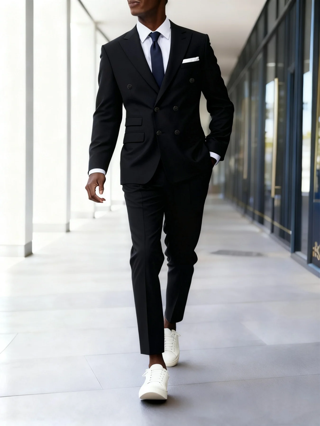 

Men's Refined 2-Piece Suit Set Double Breasted Peak Lapel Solid Elegant Office Party Wedding