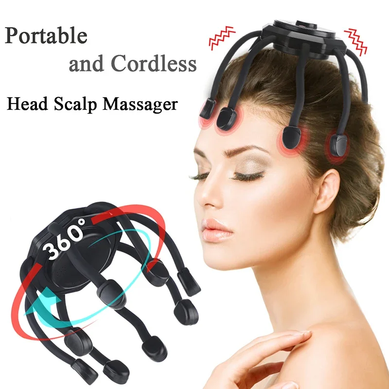 

Electric Octopus Claw Head Massager 3 Modes Vibration Scalp Massage Therapeutic Head Scratcher Relief Head Fatigue Improve Sleep