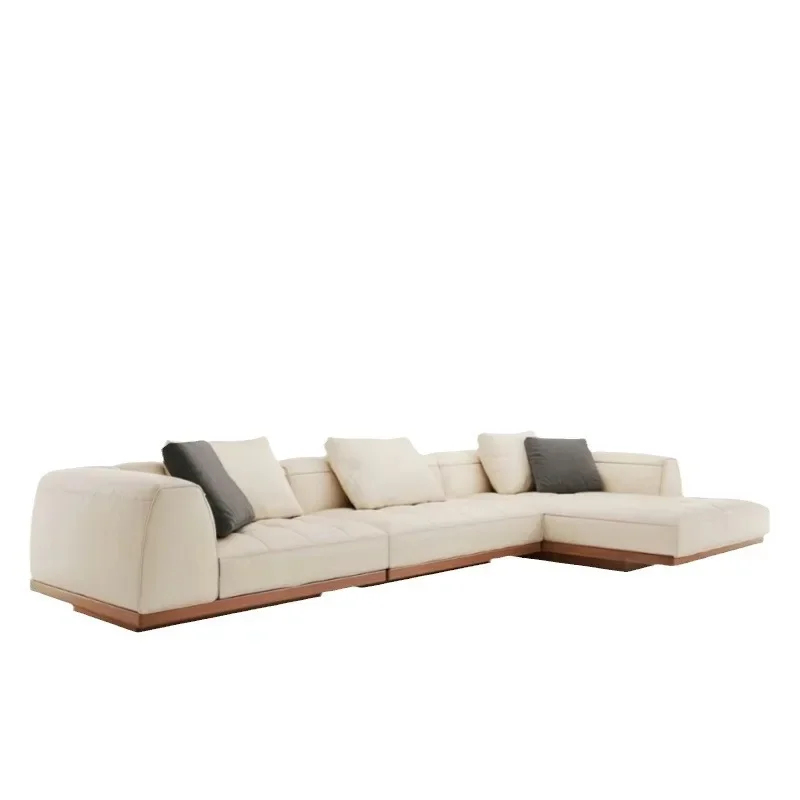 Light luxury large flat floor apartment designer post-modern corner concubine solid wood bottom sofa